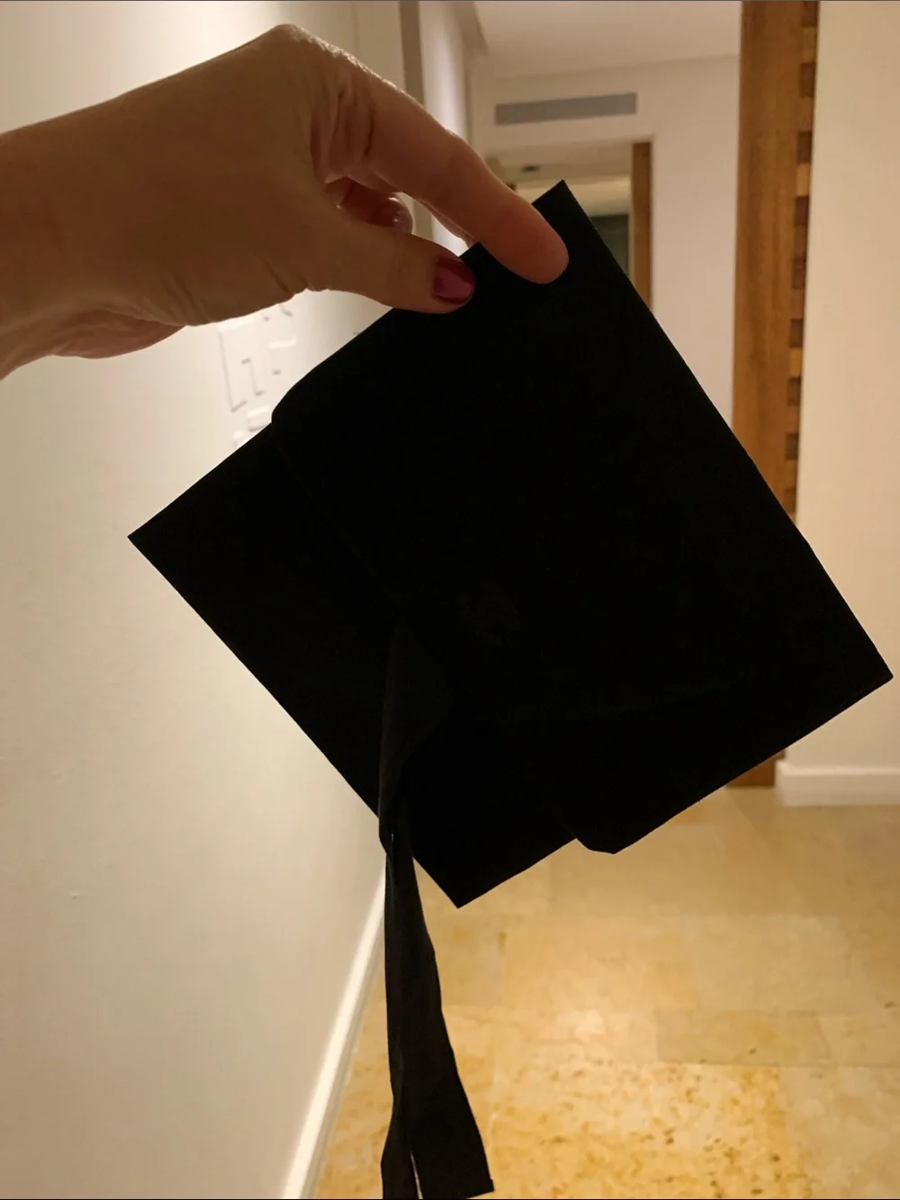 Authentic  black Chanel rare pouch with CC sparky logo with closing strops.Must!